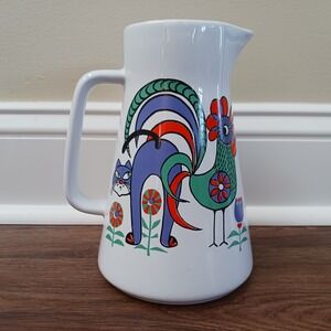 8" Waechtersbach Vintage Mid-Century Modern Pitcher Cat Rooster West Germany